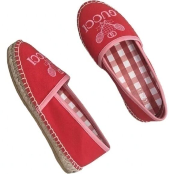 GUCCI Alejandro Girls Espadrille Red and Pink Size 32 - Picture 1 of 5